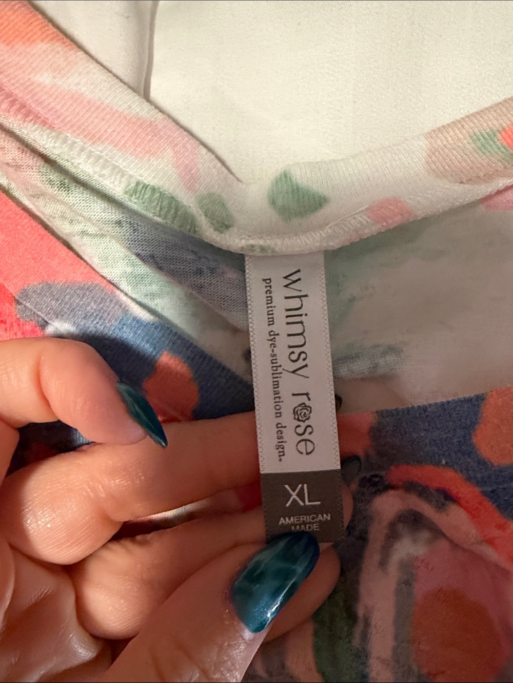 Floral Watercolor Print Tunic - White with Coral & Blue - XL - Picture 4 of 5